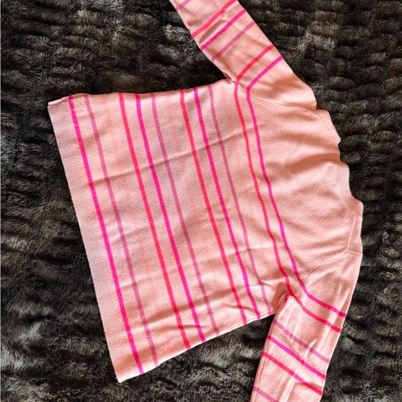 J. Crew Pink Striped Crewneck Cashmere Sweater L - Picture 3 of 3